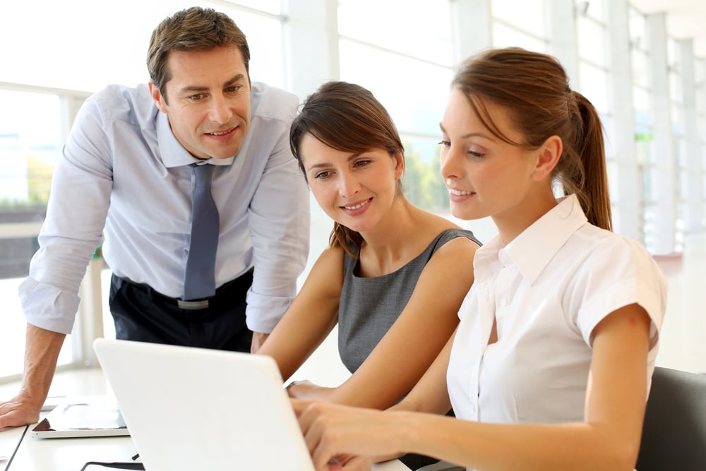 Business presentation on laptop computer-1